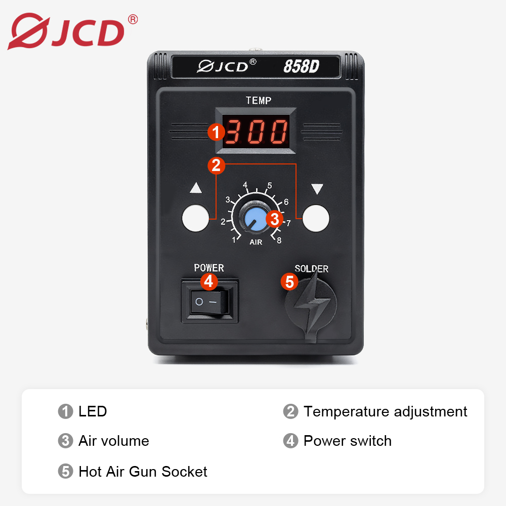 JCD مسدس هواء ساخن 858D 700 وا - مراجعة Hot Air Station 858 وسعره